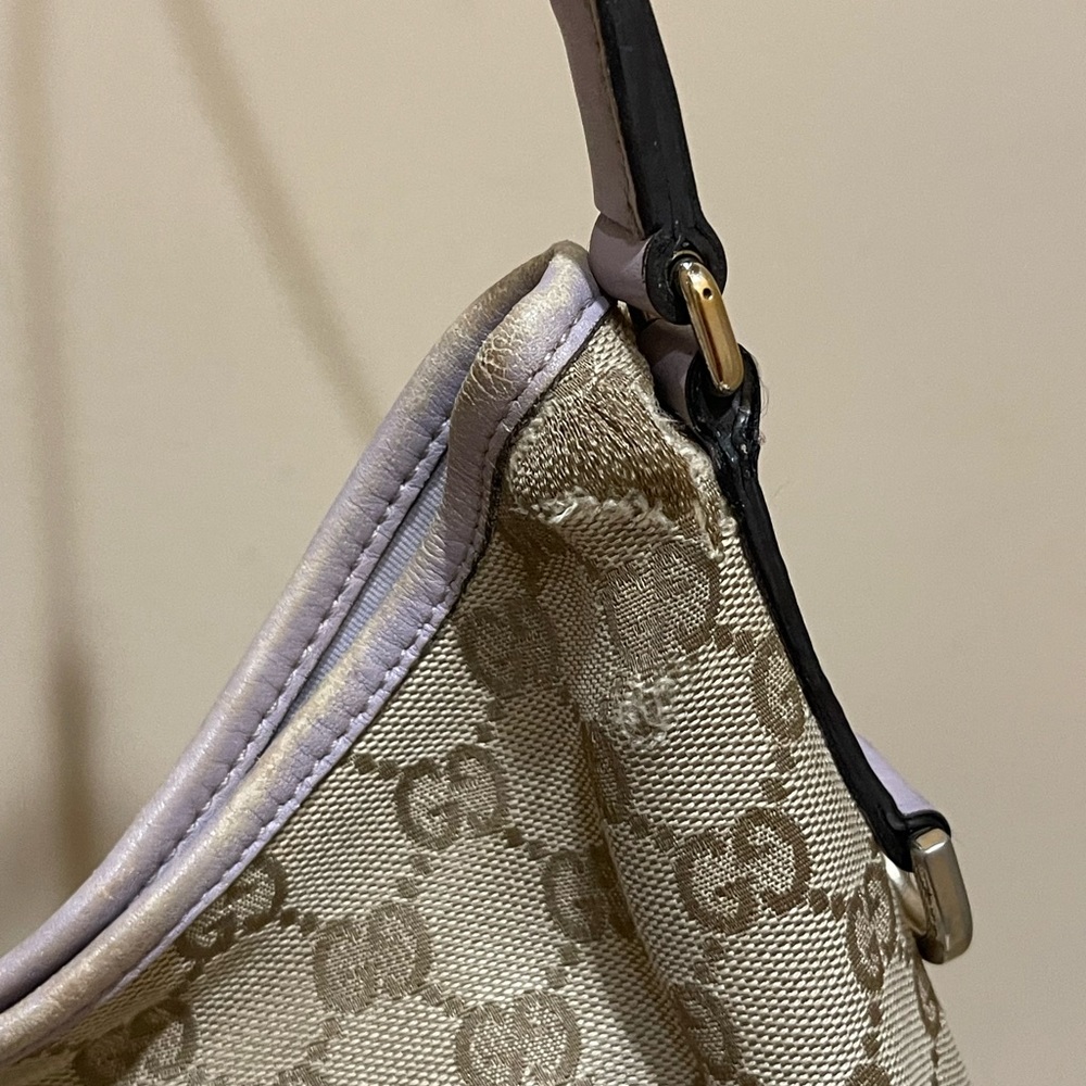 Gucci GG New Britt Brown Canvas And Lavender Leather Hobo Bag - Picture 7 of 14
